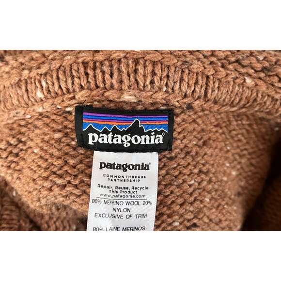 Patagonia Women's Small 1/2 Button Ranchito Merino Blend Hooded Sweater Brown - Picture 5 of 6
